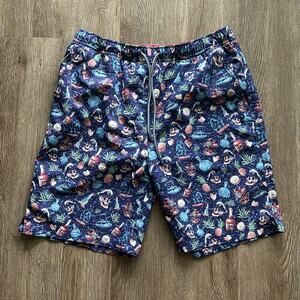 Peter Millar Ship Faced Swim Trunks Medium Blue 7” Inseam Quick Dry